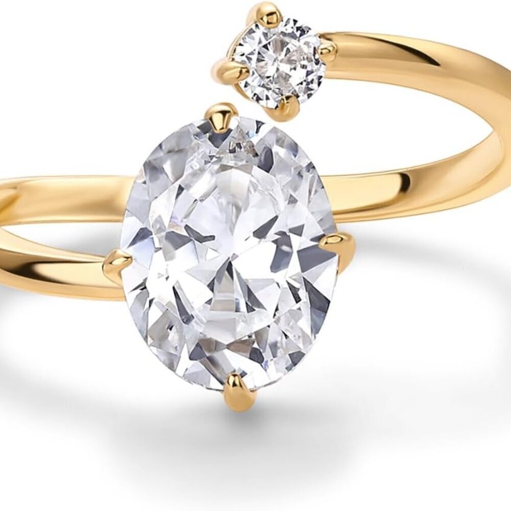 Toi Et Moi Engagement Ring Yellow Gold 3CT CZ Menage Wraparound Jewelry
